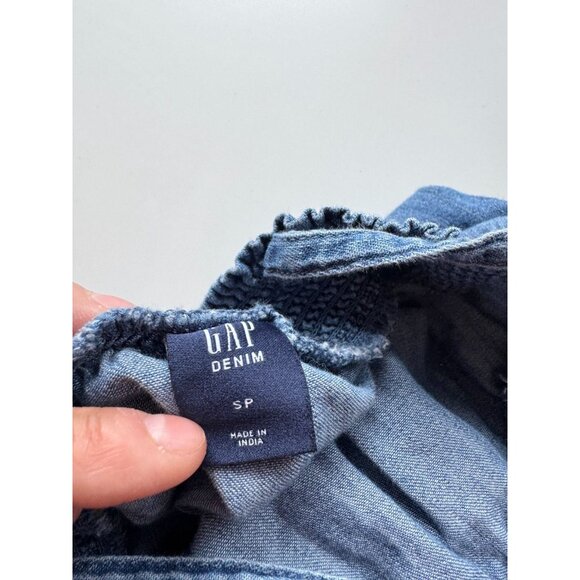 Girls' GAP Deep Blue Wash Cotton Denim Wide Leg Cropped Jumpsuit, Size S (6-7) - Picture 4 of 8